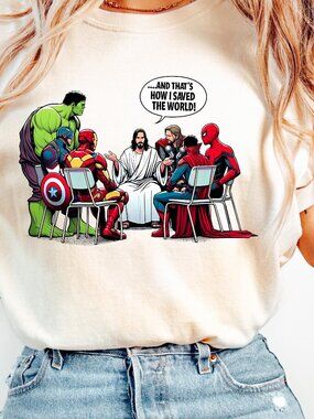 Jesus & Superheroes Christian Tee Saved The World Shirt
